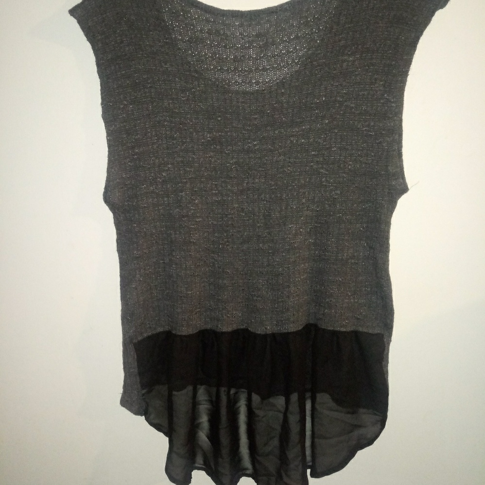 Short Sleeve Sweater w/ Sheer "Skirt"